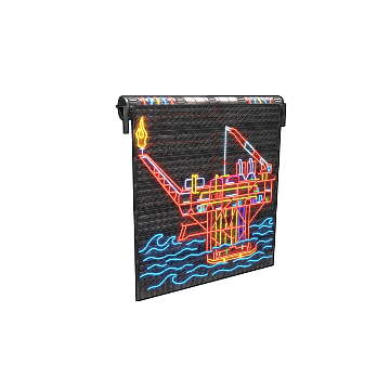 Neon Oil Rig Garage Door